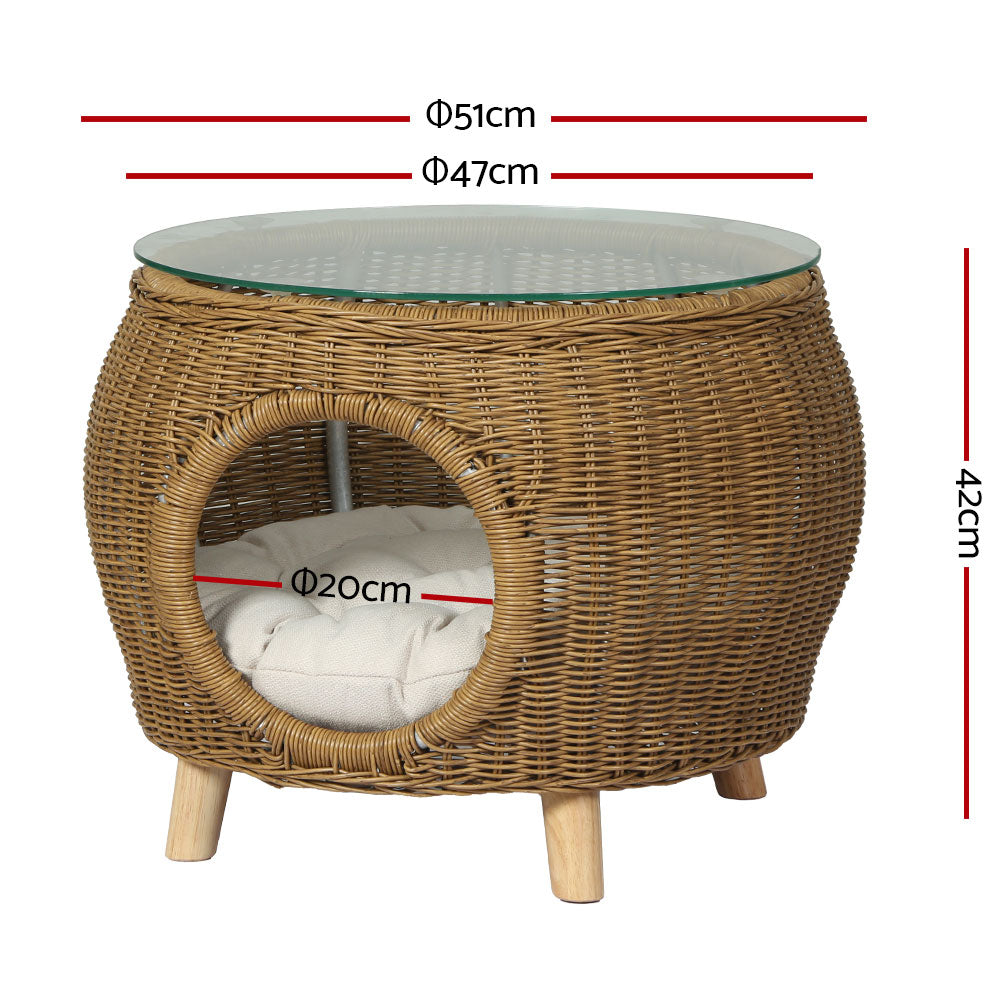 Gardeon 2-in-1 Wicker Coffee Table and Pet Bed
