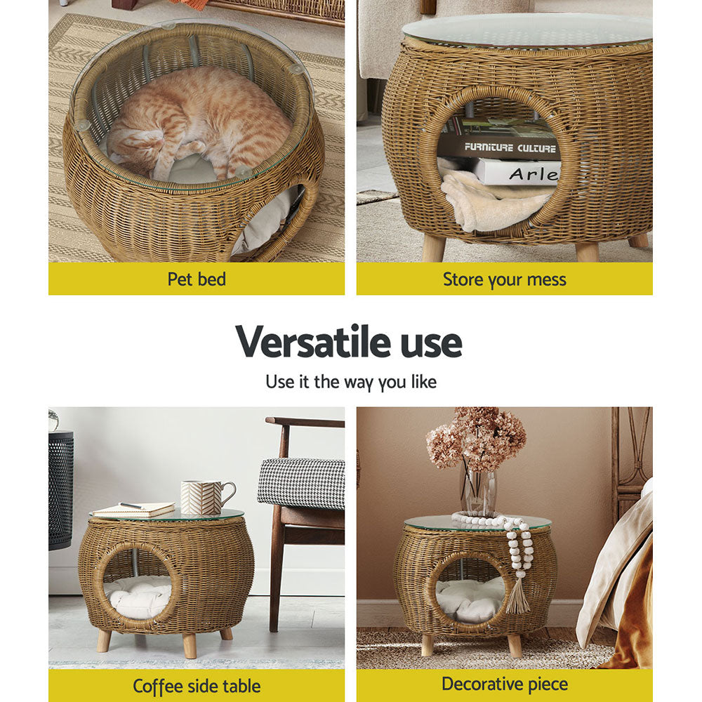 Gardeon 2-in-1 Wicker Coffee Table and Pet Bed