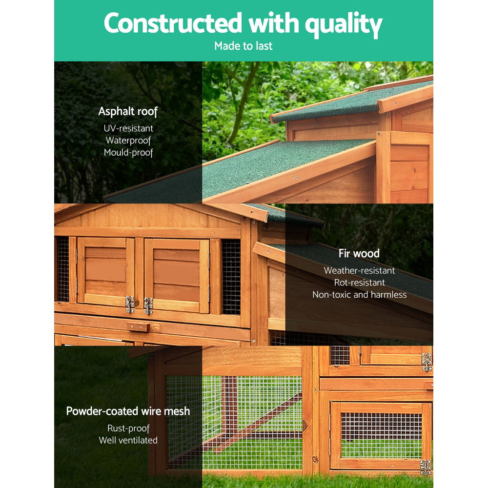 i.Pet - Large Wooden Pet Hutch 169x52x72cm