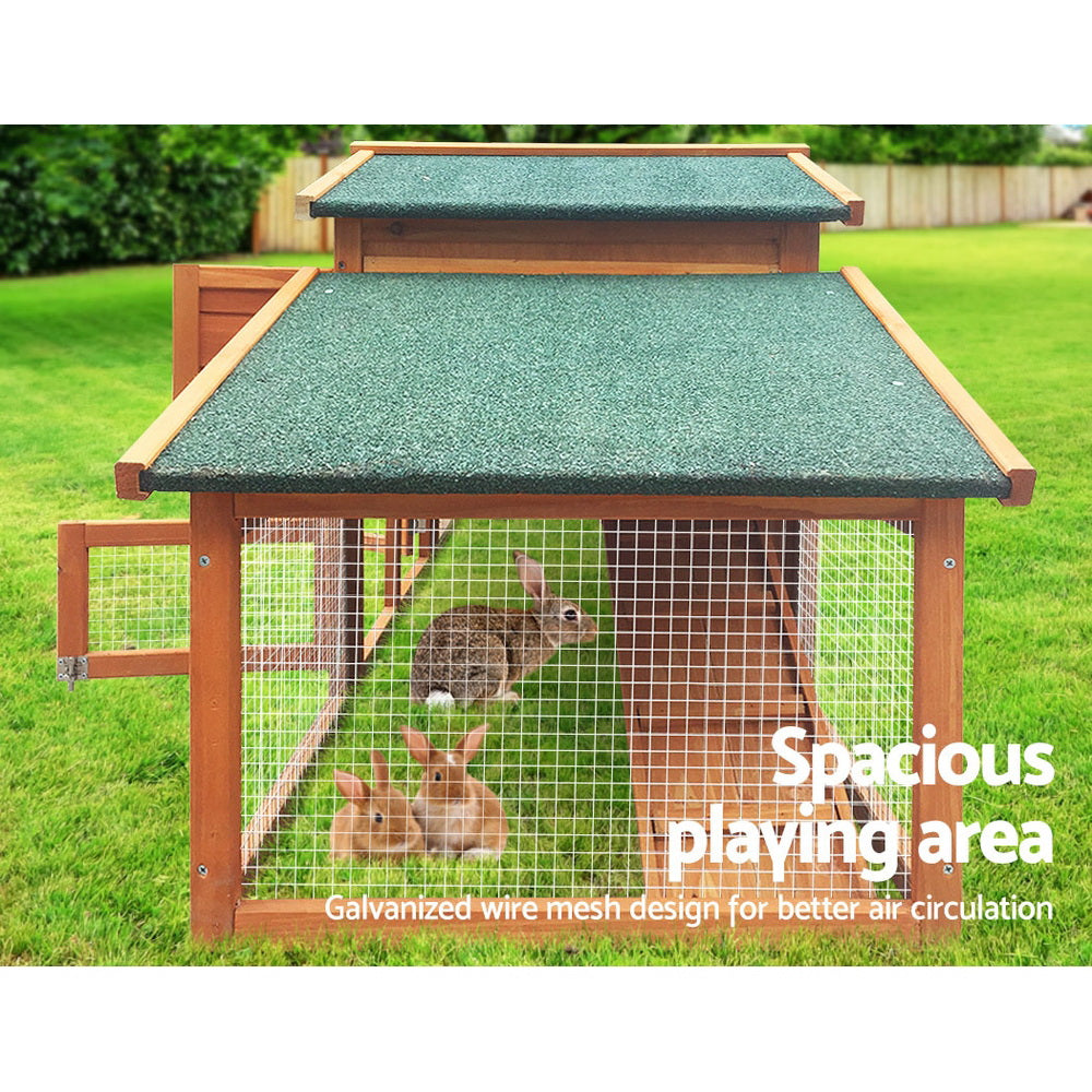 i.Pet - Large Wooden Pet Hutch 169x52x72cm