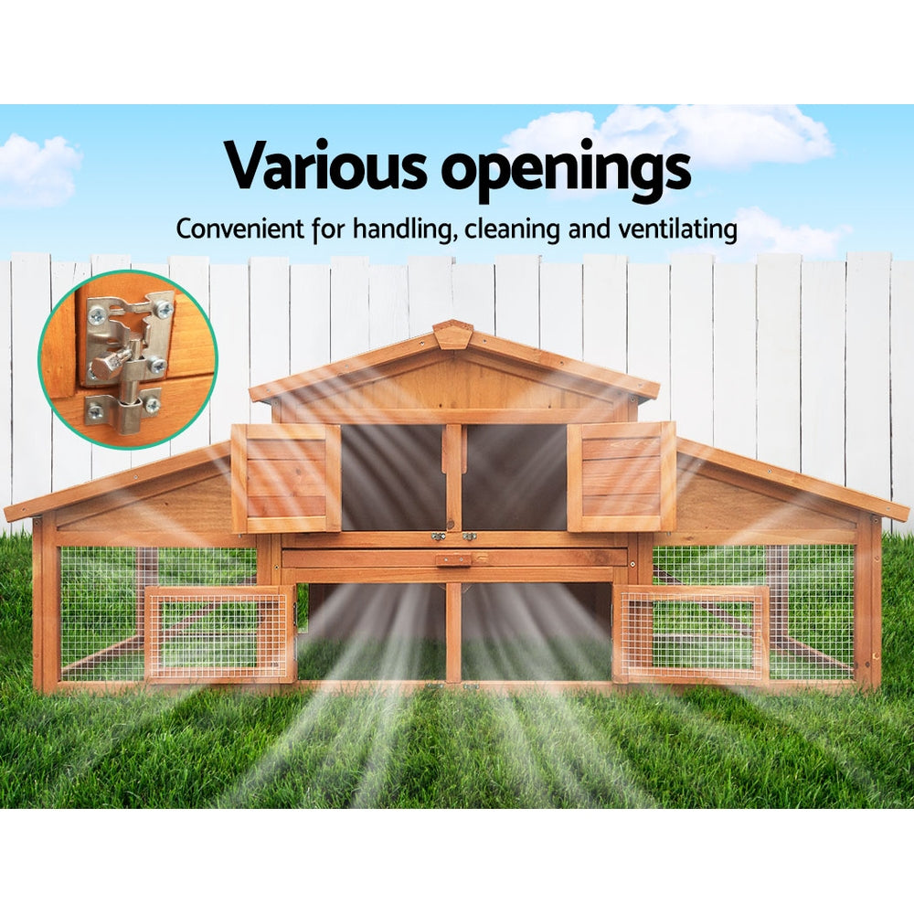 i.Pet - Large Wooden Pet Hutch 169x52x72cm