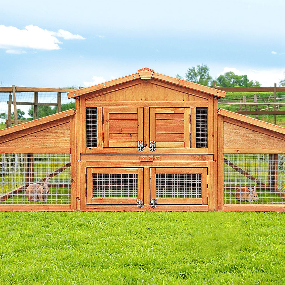 i.Pet - Large Wooden Pet Hutch 169x52x72cm