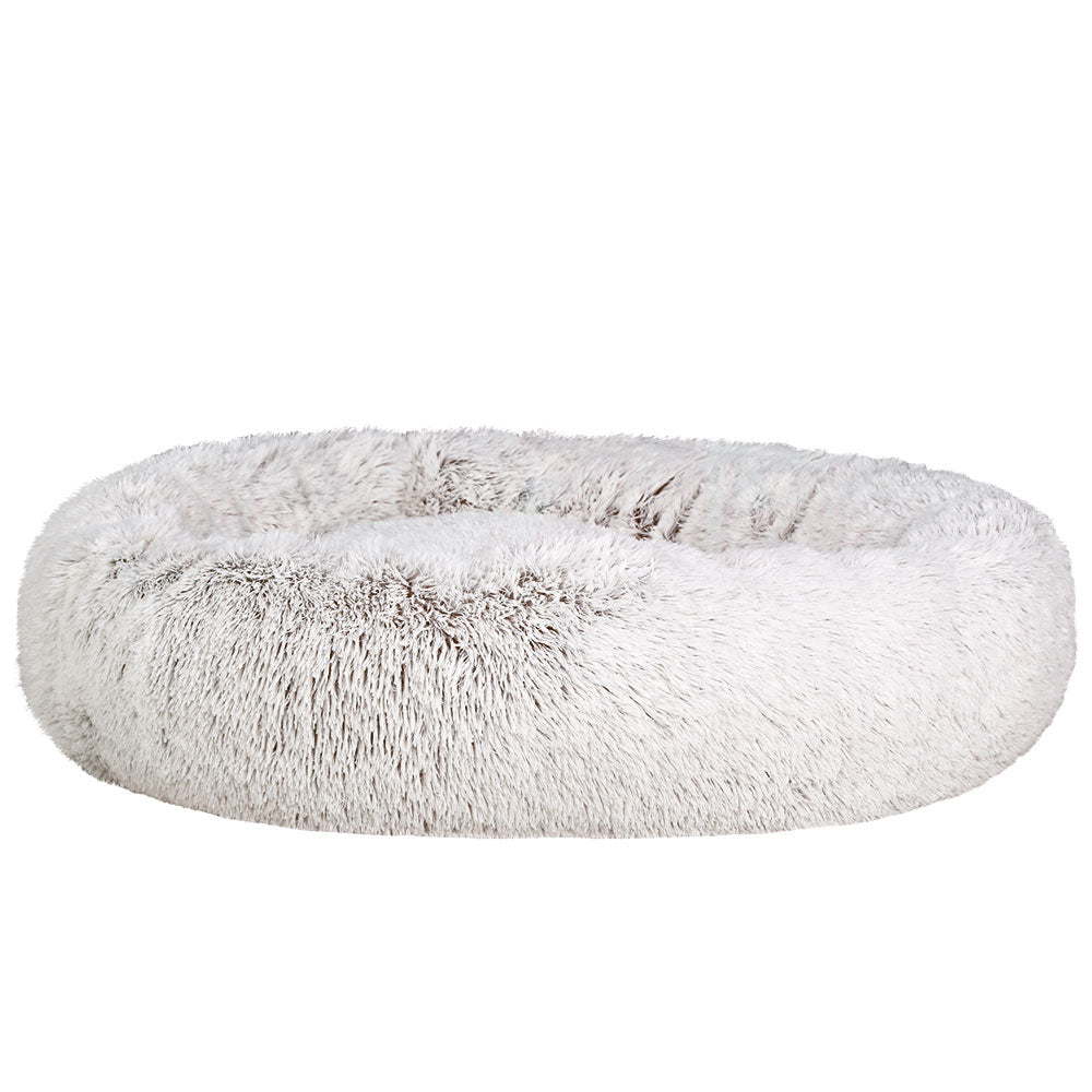 i.Pet - Extra Large Calming Pet Bed for Dogs & Cats, Soft Plush, 110cm - White and Brown