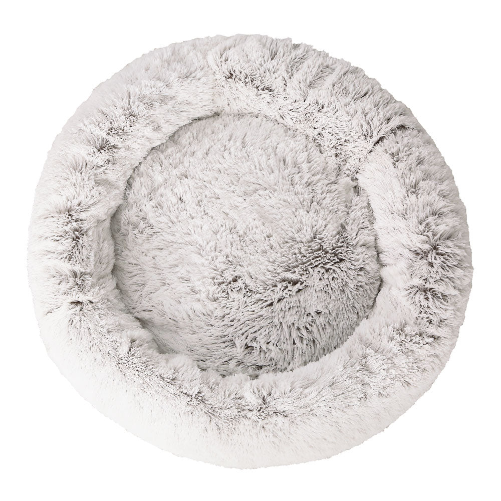 i.Pet - Extra Large Calming Pet Bed for Dogs & Cats, Soft Plush, 110cm - White and Brown
