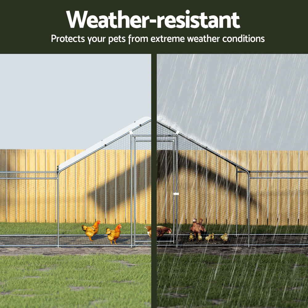 i.Pet - Large Walk-In Chicken Coop 7x2x2m Galvanised Steel