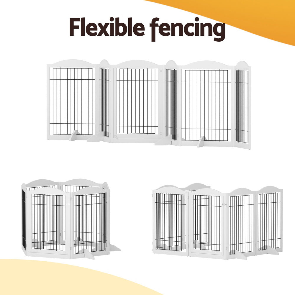 i.Pet - 6 Panel Wooden Dog Playpen Enclosure