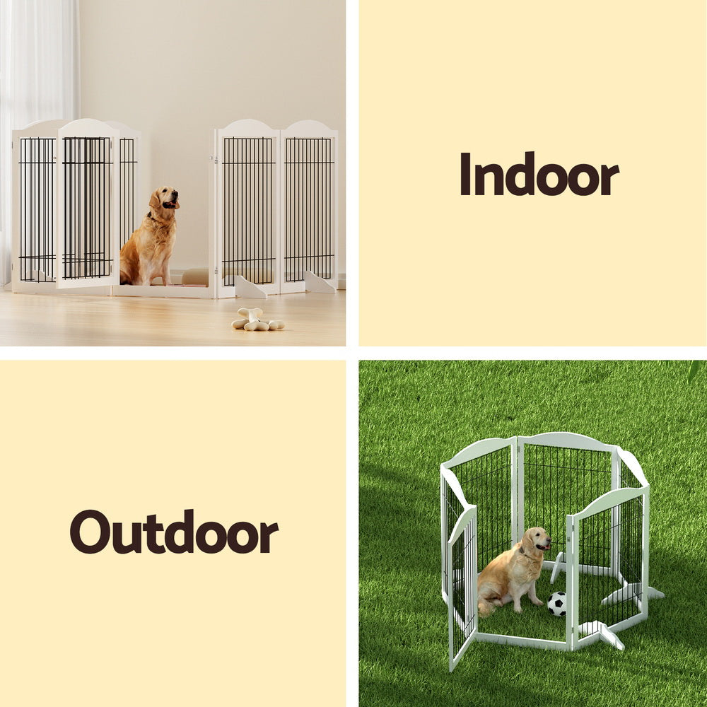 i.Pet - 6 Panel Wooden Dog Playpen Enclosure