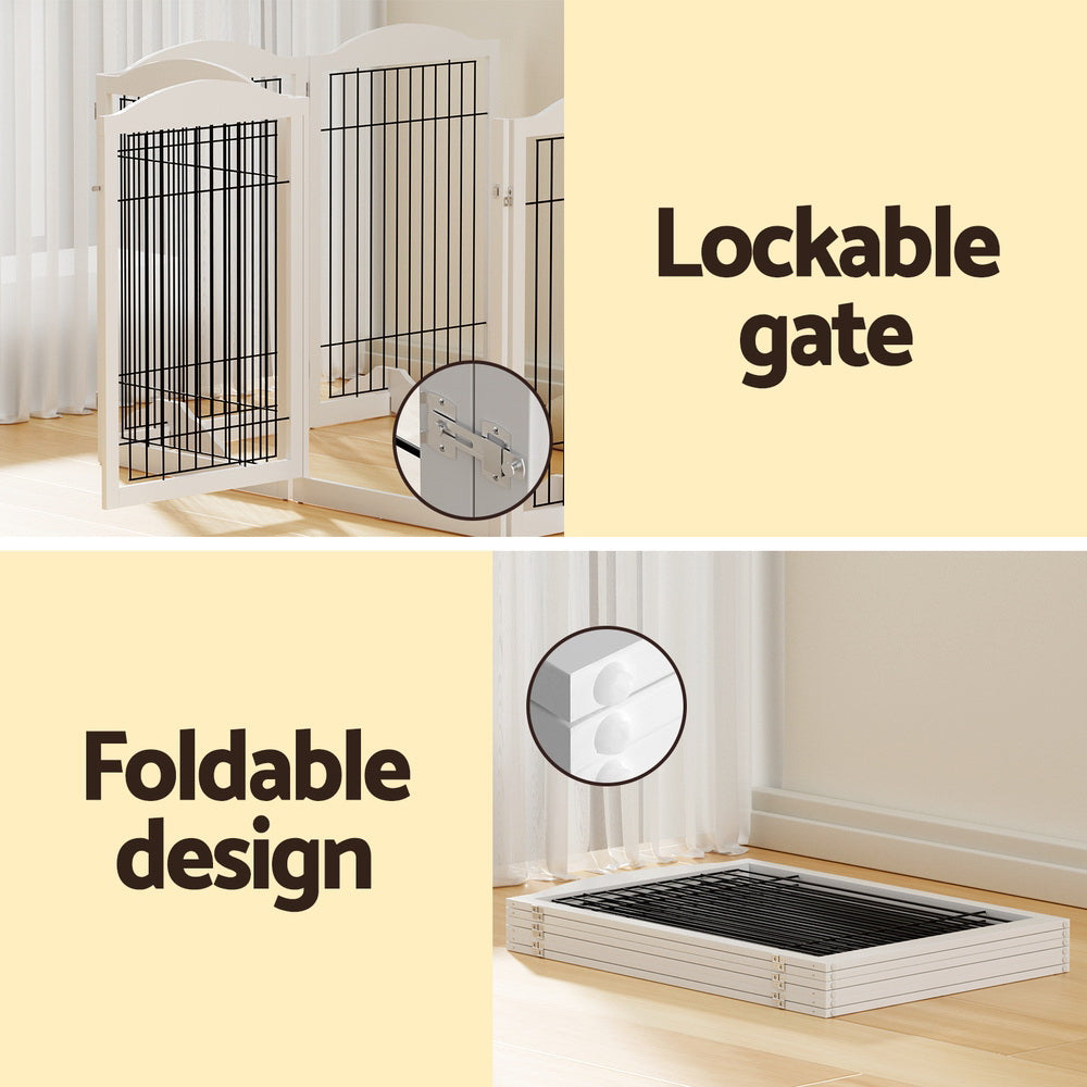 i.Pet - 6 Panel Wooden Dog Playpen Enclosure