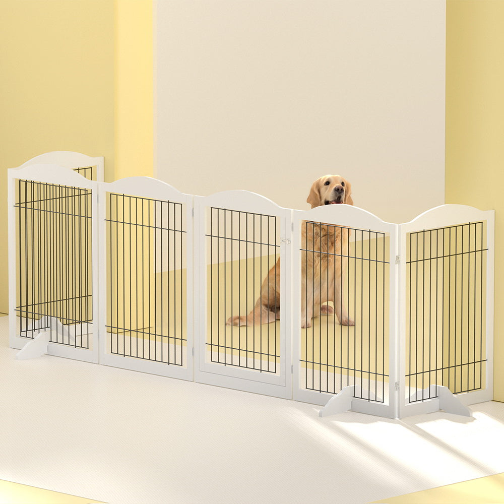 i.Pet - 6 Panel Wooden Dog Playpen Enclosure