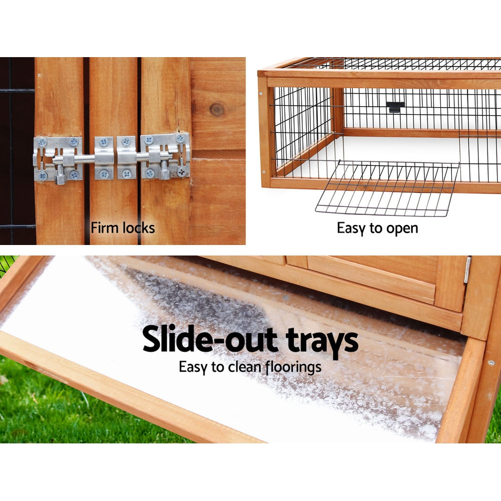 i.Pet - 155cm x 49cm x 90cm Chicken Coop and Rabbit Hutch with Large Run