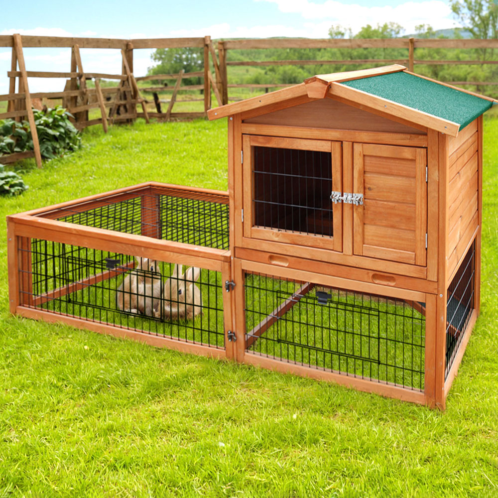 i.Pet - 155cm x 49cm x 90cm Chicken Coop and Rabbit Hutch with Large Run