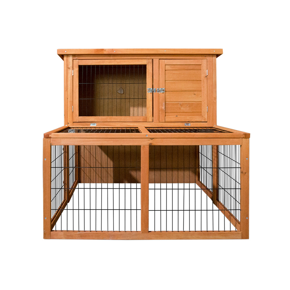 i.Pet - Chicken Coop 96cm x 96cm x 100cm Rabbit Hutch with Large Run and Wooden Cage