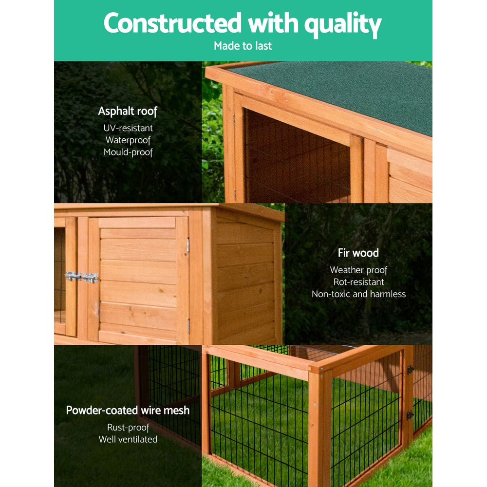 i.Pet - Chicken Coop 96cm x 96cm x 100cm Rabbit Hutch with Large Run and Wooden Cage