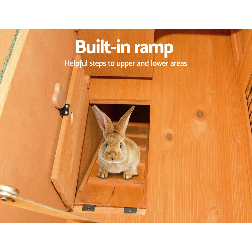i.Pet - Chicken Coop 96cm x 96cm x 100cm Rabbit Hutch with Large Run and Wooden Cage