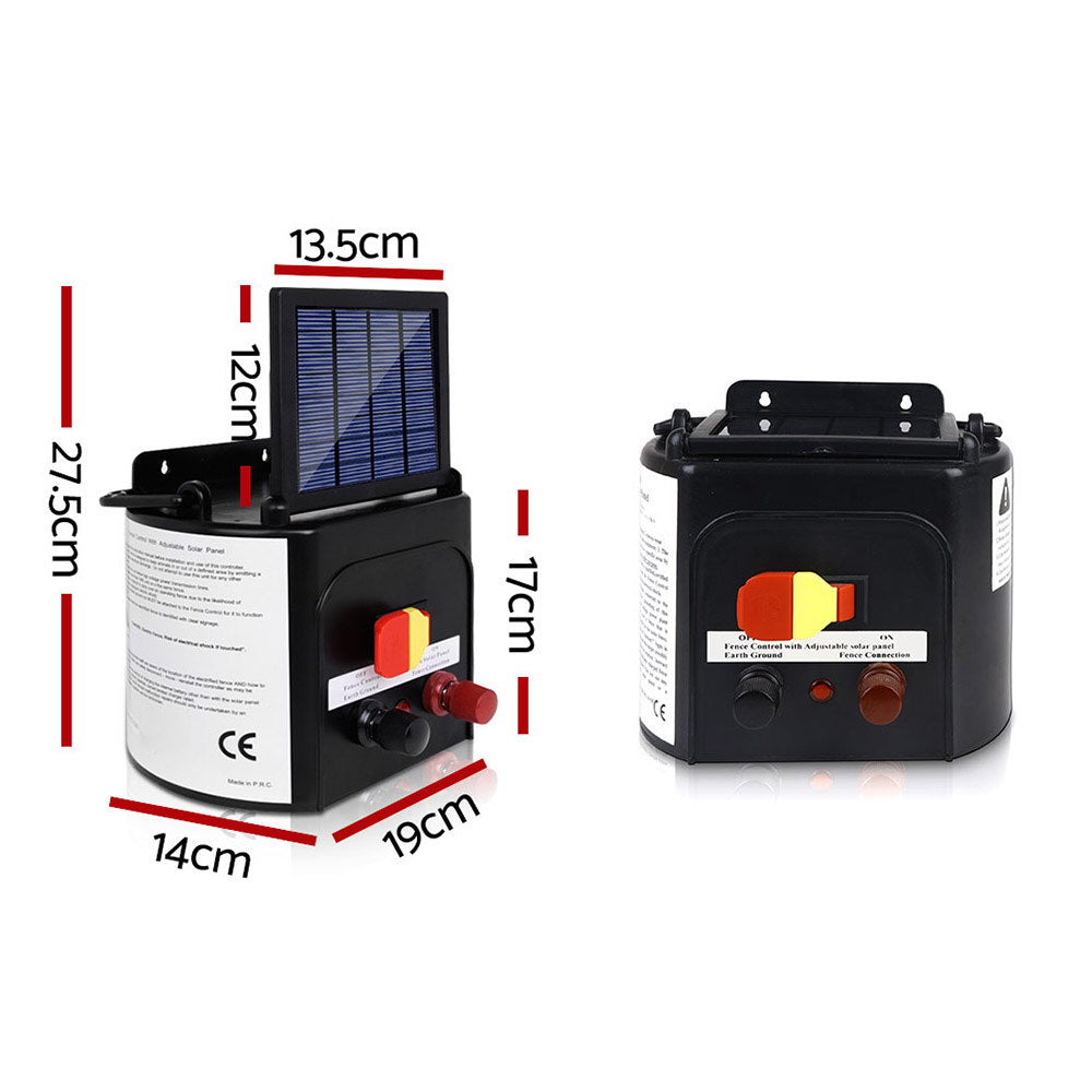 Giantz - Fence Energiser 3KM Solar Powered 0.1J Electric Fencing Charger