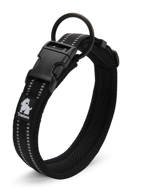 Truelove - Heavy Duty Reflective Dog Collar Black XS