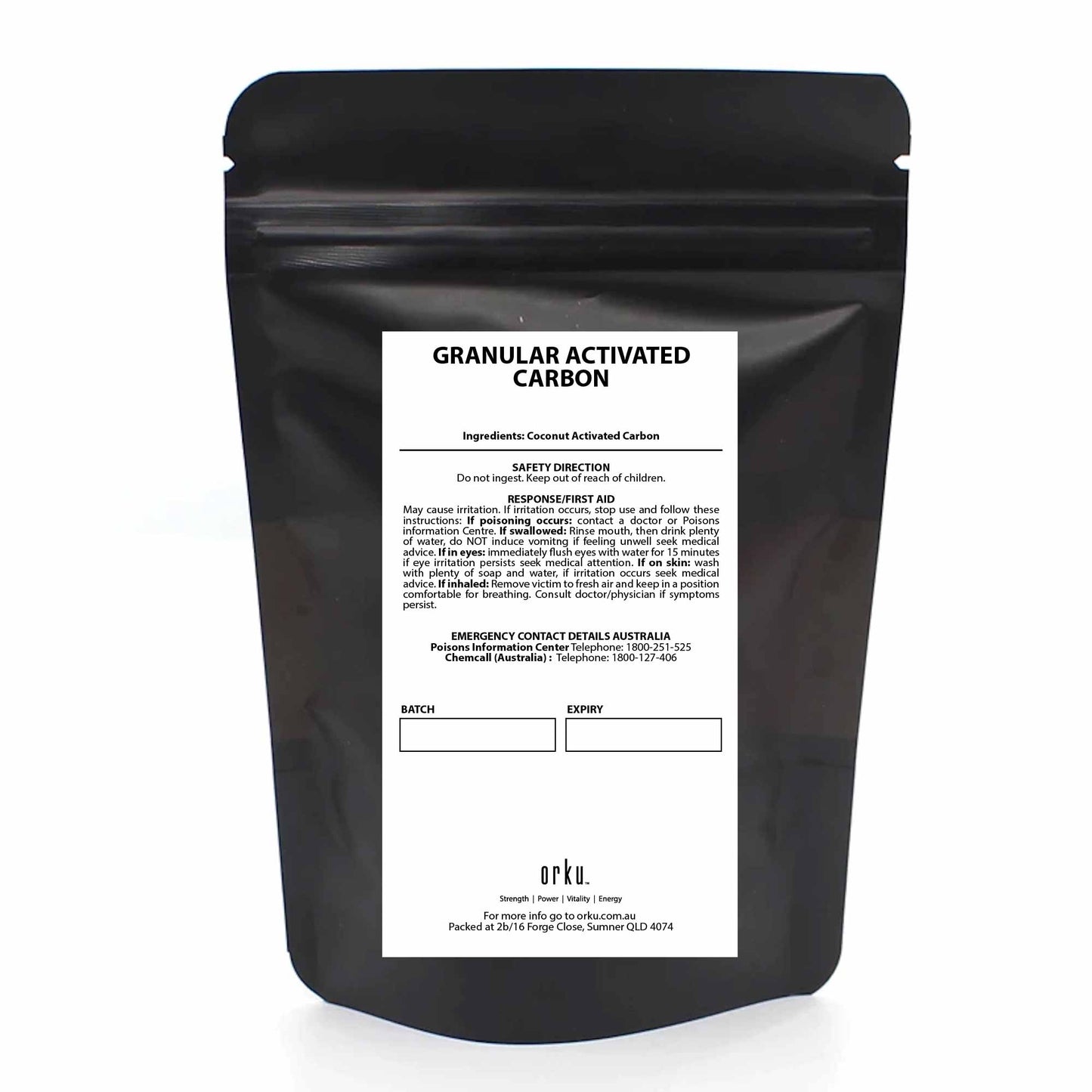 Orku™ 2Kg Granular Activated Carbon GAC Coconut Shell Charcoal - Water and Air Filtration