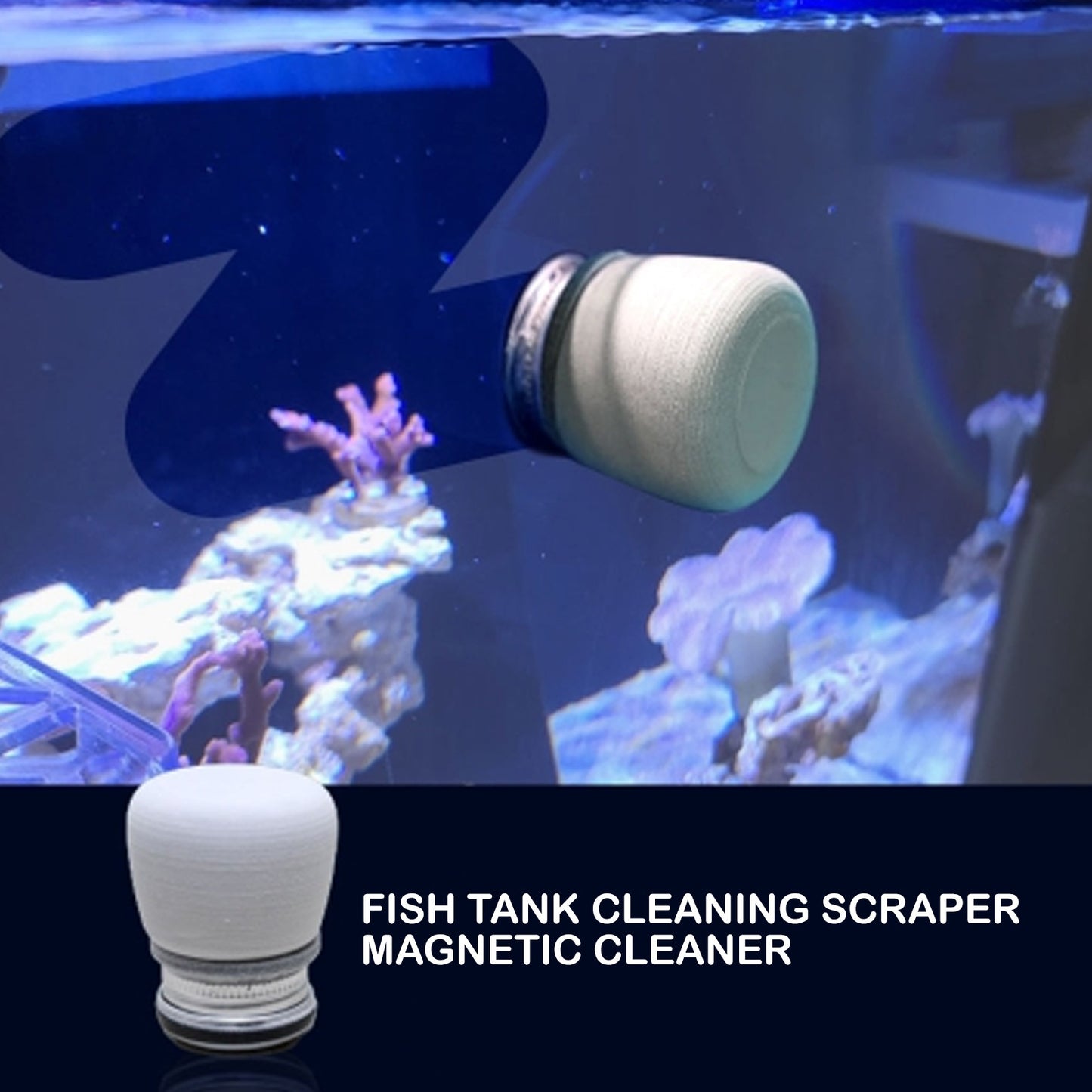 Minfactory - Fish Tank Corner Moss Magnet Scraper Glass - Grey