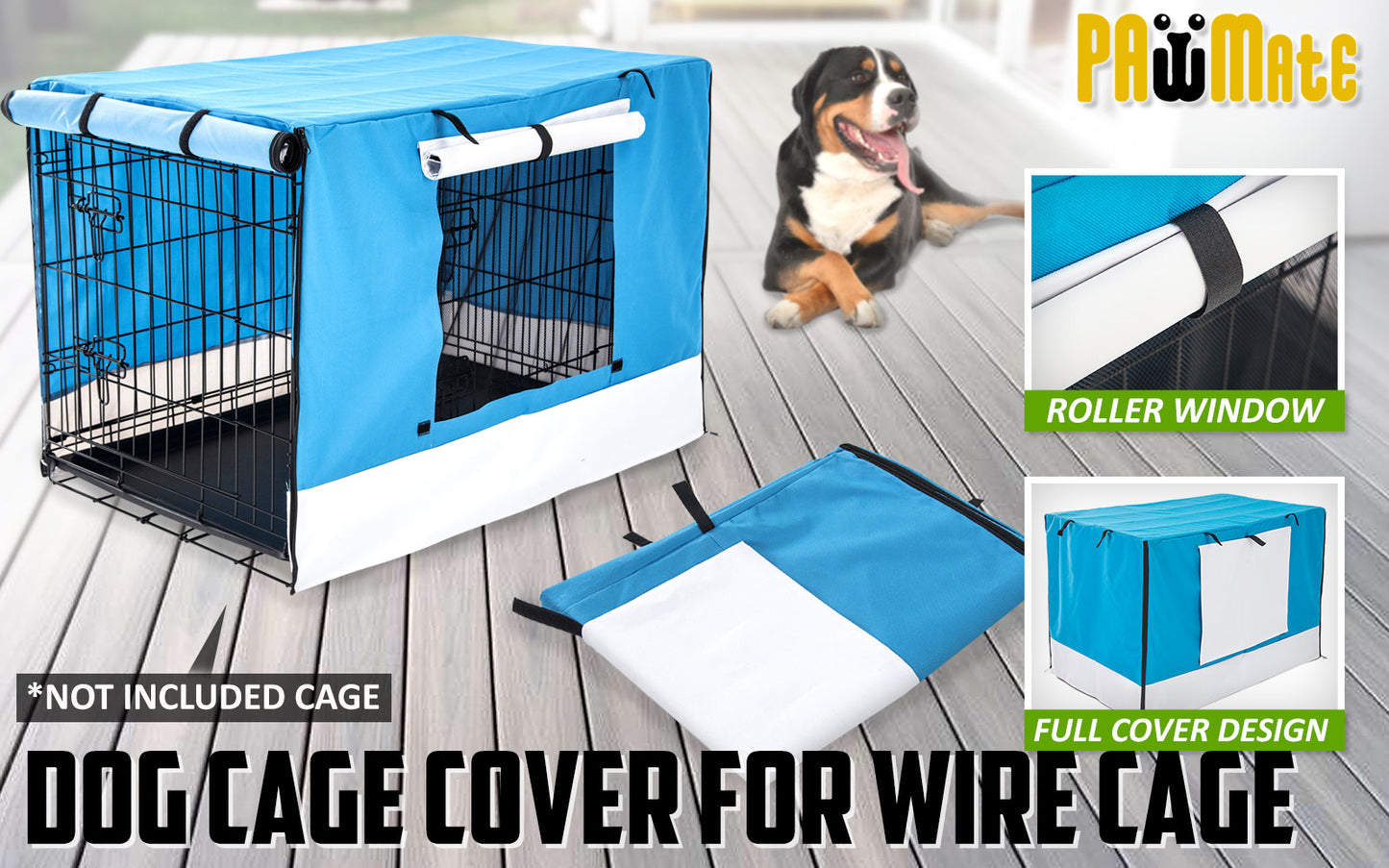 Paw Mate Cage Cover Enclosure for Wire Dog Cage Crate 24in - Blue