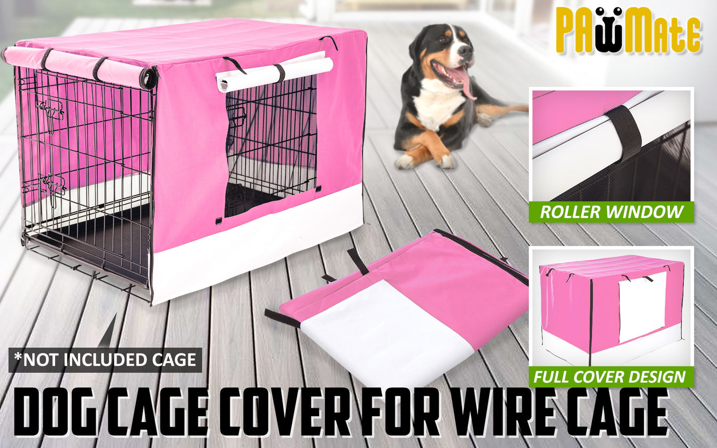 Paw Mate Cage Cover Enclosure for Wire Dog Cage Crate 48in - Pink