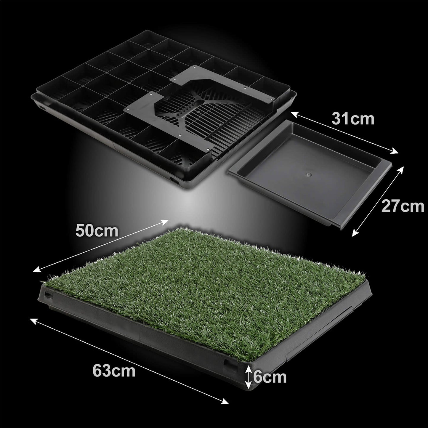 Paw Mate Pet Dog Potty Training Toilet with Grass Mat - 63cm x 50cm