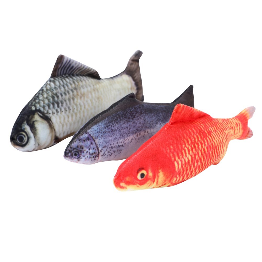 YES4PETS 3 X Real Fish Printed Kitten Cat Catnip Toy 20 cm