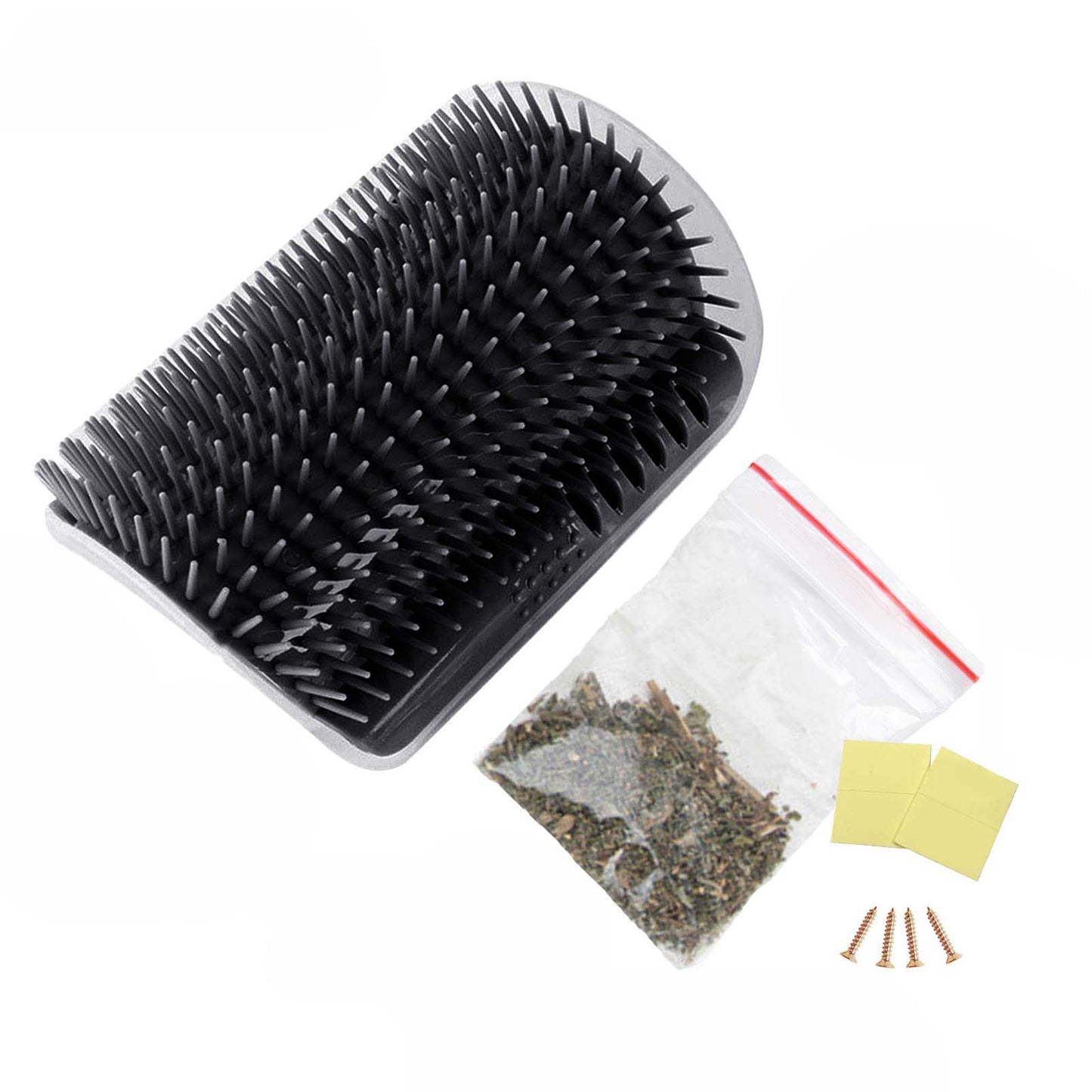 Cat Self Groomer Catnip Dog Cat Toy Corner Groomer Wall Corner Scratcher Comb Grooming Massage Brush - Black