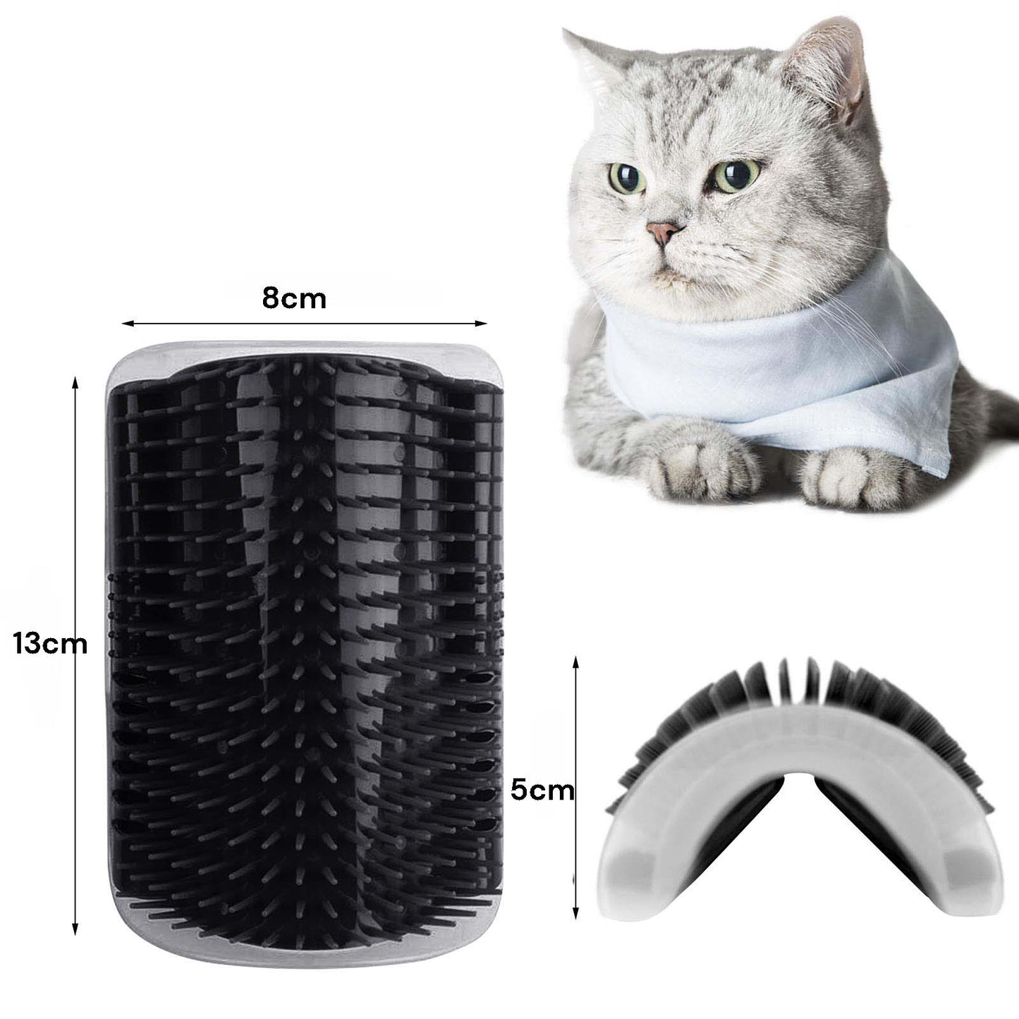 Cat Self Groomer Catnip Dog Cat Toy Corner Groomer Wall Corner Scratcher Comb Grooming Massage Brush - Black