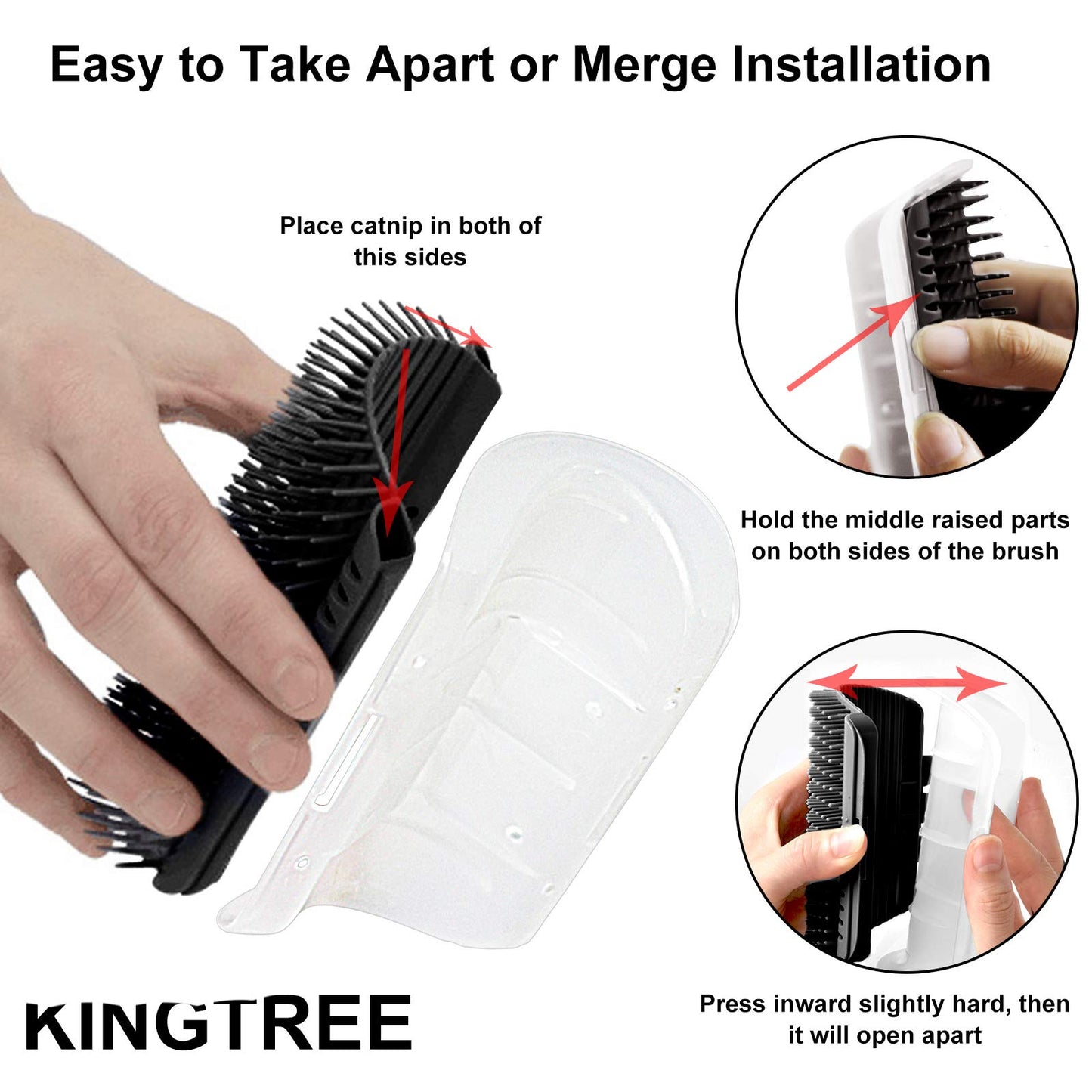 Cat Self Groomer Catnip Dog Cat Toy Corner Groomer Wall Corner Scratcher Comb Grooming Massage Brush - Black