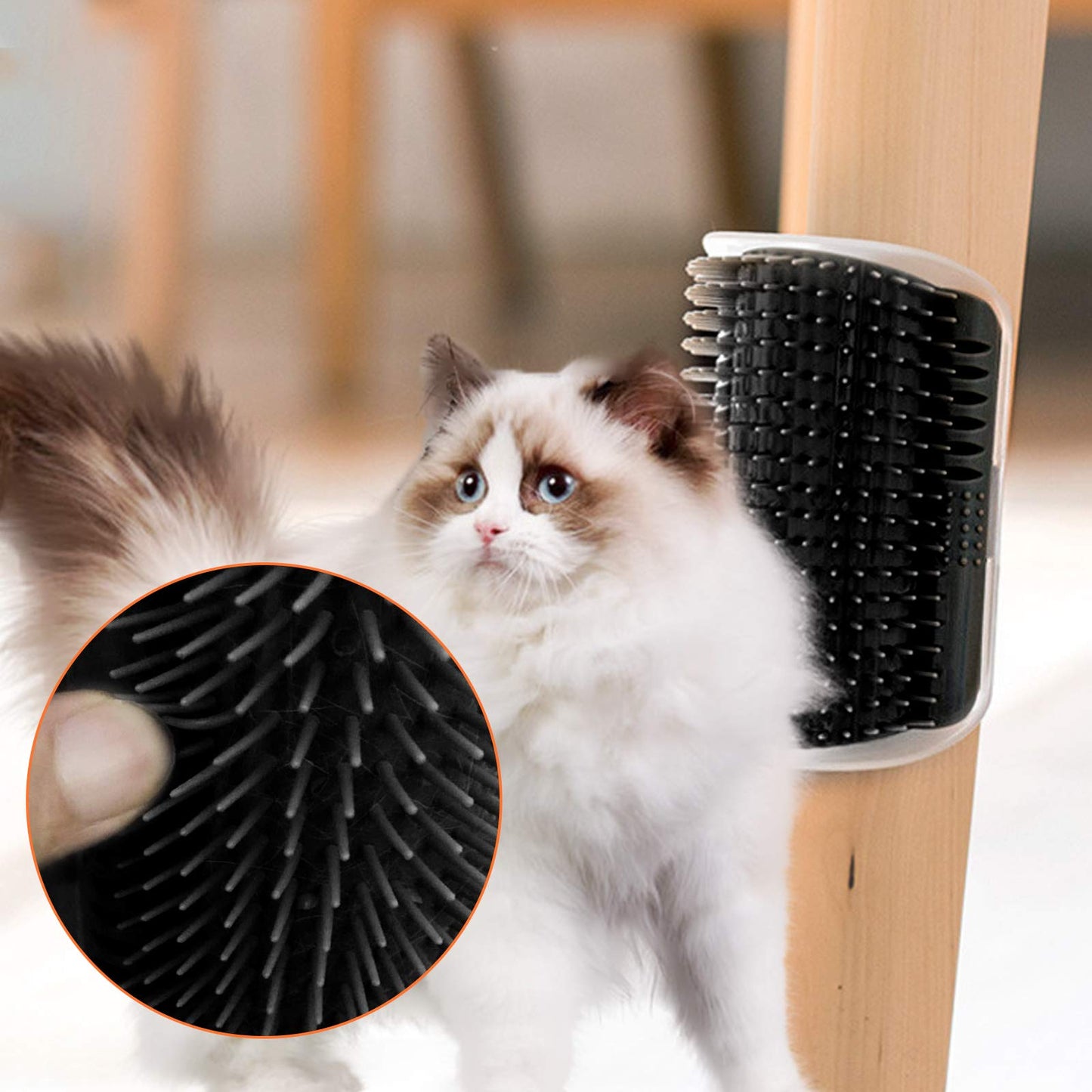 Cat Self Groomer Catnip Dog Cat Toy Corner Groomer Wall Corner Scratcher Comb Grooming Massage Brush - Black