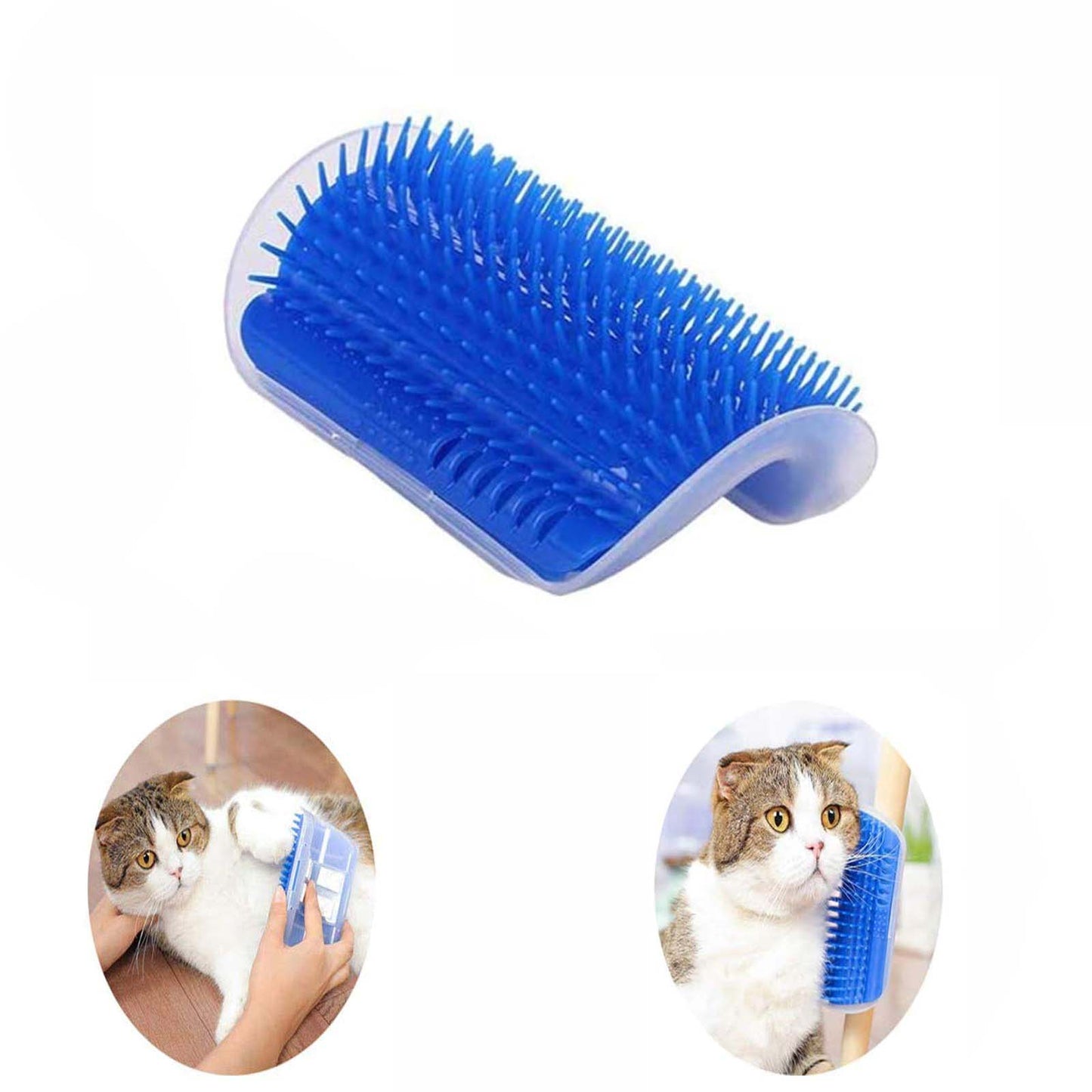 Cat Self Groomer Catnip Dog Cat Toy Corner Groomer Wall Corner Scratcher Comb Grooming Massage Brush - Blue