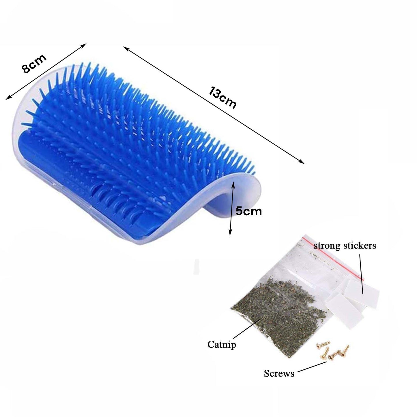 Cat Self Groomer Catnip Dog Cat Toy Corner Groomer Wall Corner Scratcher Comb Grooming Massage Brush - Blue