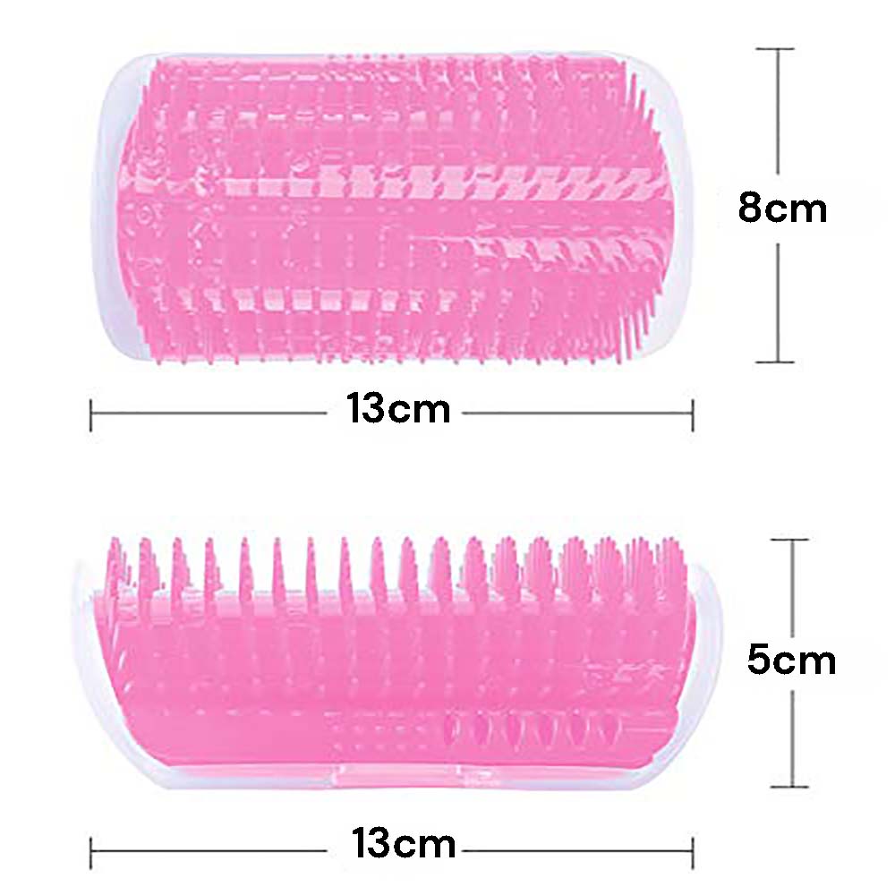 Cat Self Groomer Catnip Dog Cat Toy Corner Groomer Wall Corner Scratcher Comb Grooming Massage Brush - Pink
