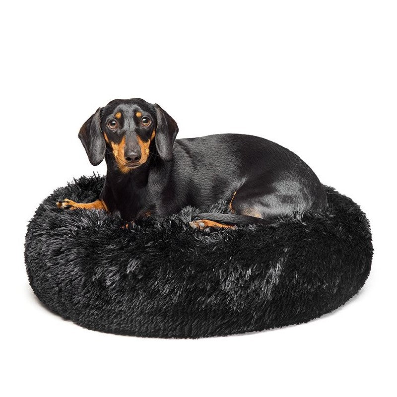 Fur King - "Aussie" Calming Dog Bed - Black - 60 CM - Small