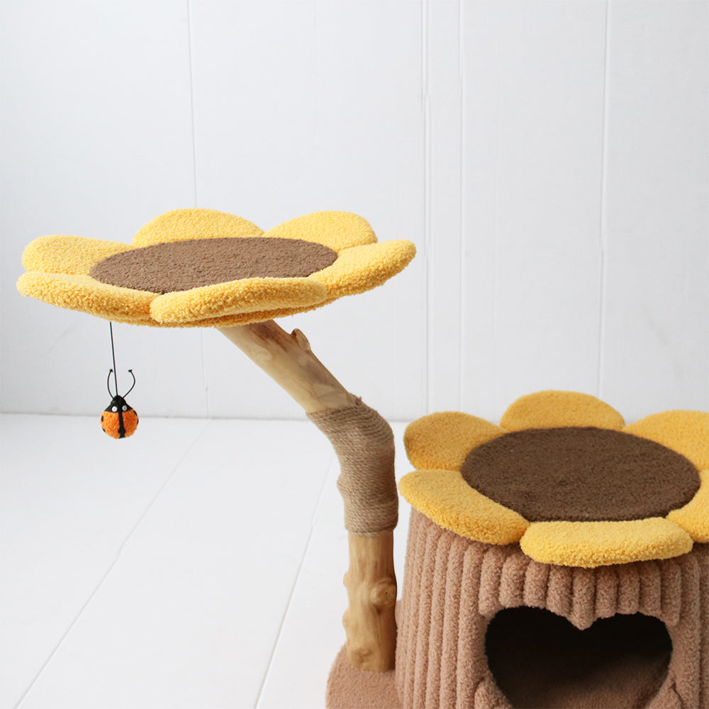 CMISSTREE - Heart Shaped Cat House With Sunflower Cat Tree