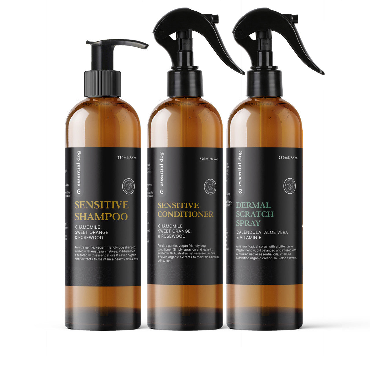 Essential Dog - Dog Sensitive Skin Value Pack: Shampoo, Conditioner and Dermal Itch Spray