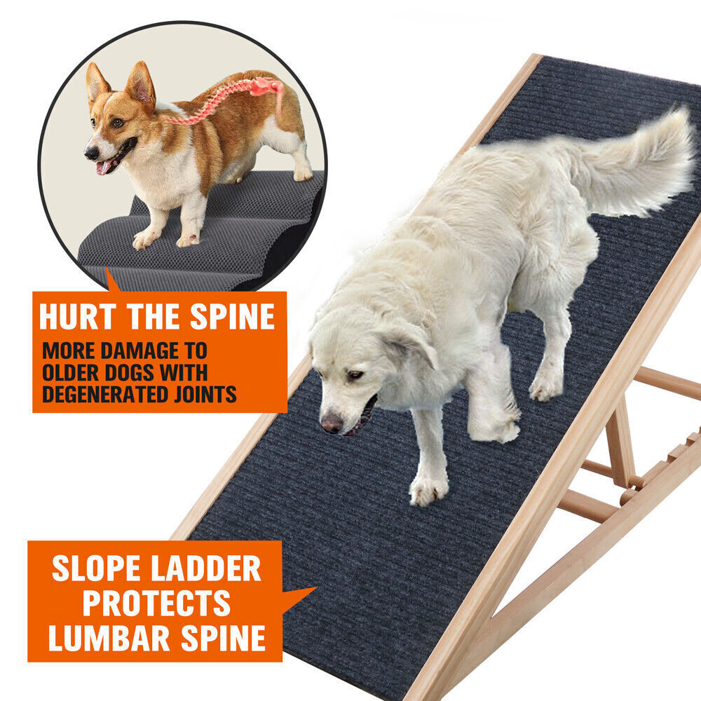 VaKa 100cm Foldable Dog Pet Ramp Adjustable Height Dogs Stairs For Bed Sofa