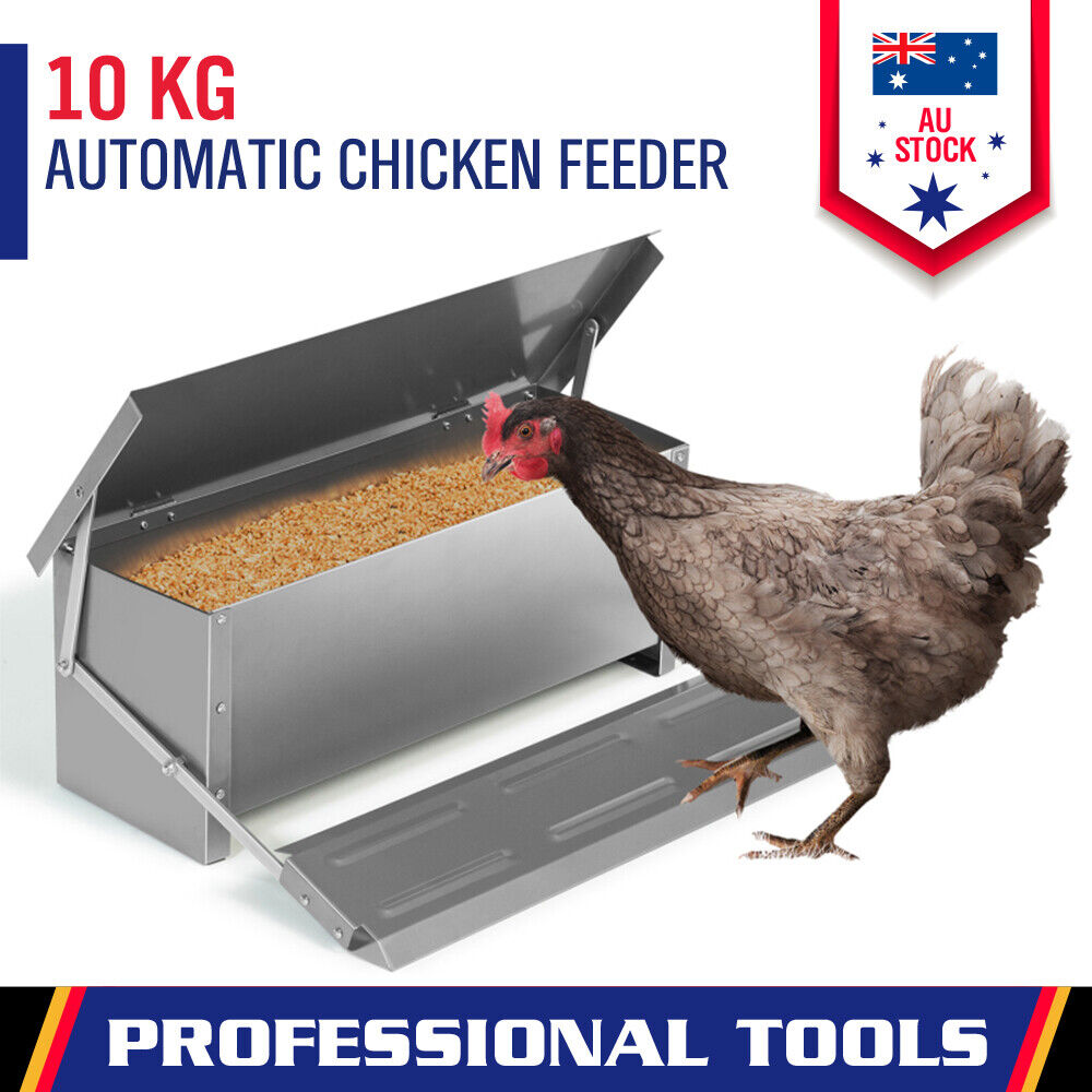 10KG Automatic Chicken Feeder – 12.5L Garden Farm Food Storage Box Stand for Poultry