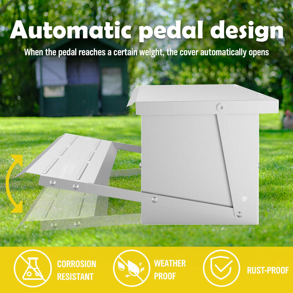 10KG Automatic Chicken Feeder – 12.5L Garden Farm Food Storage Box Stand for Poultry