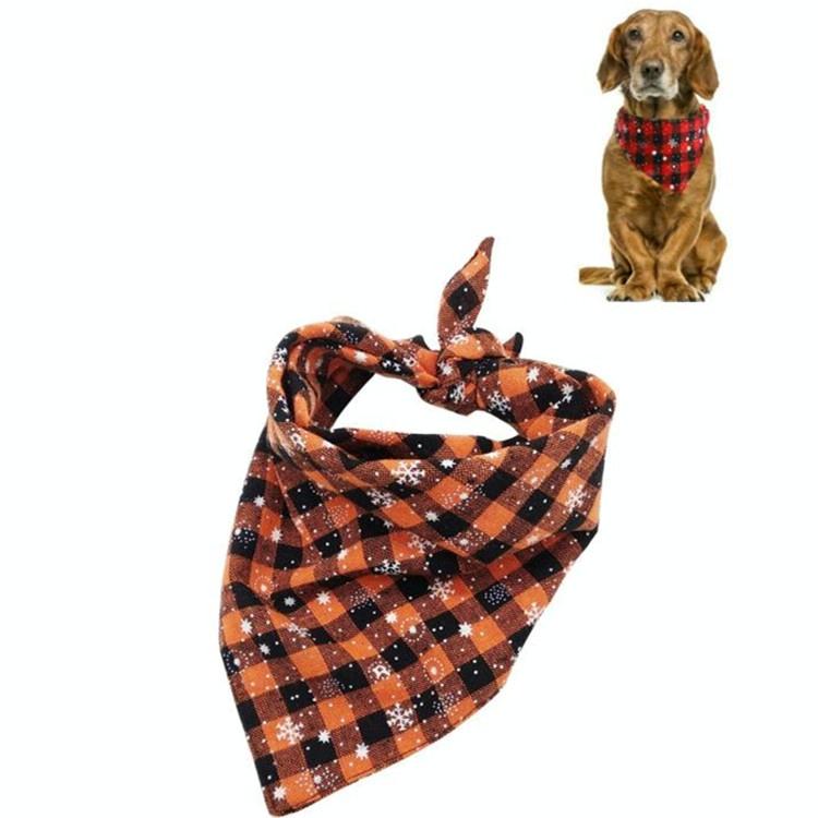 Pet Triangle Towel Christmas Snowflake Dog Saliva Towel - Size S - Red