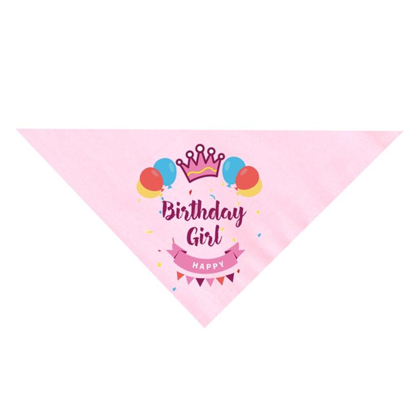 Pet Birthday Saliva Towel Double Cotton Triangle Scarf - Pink