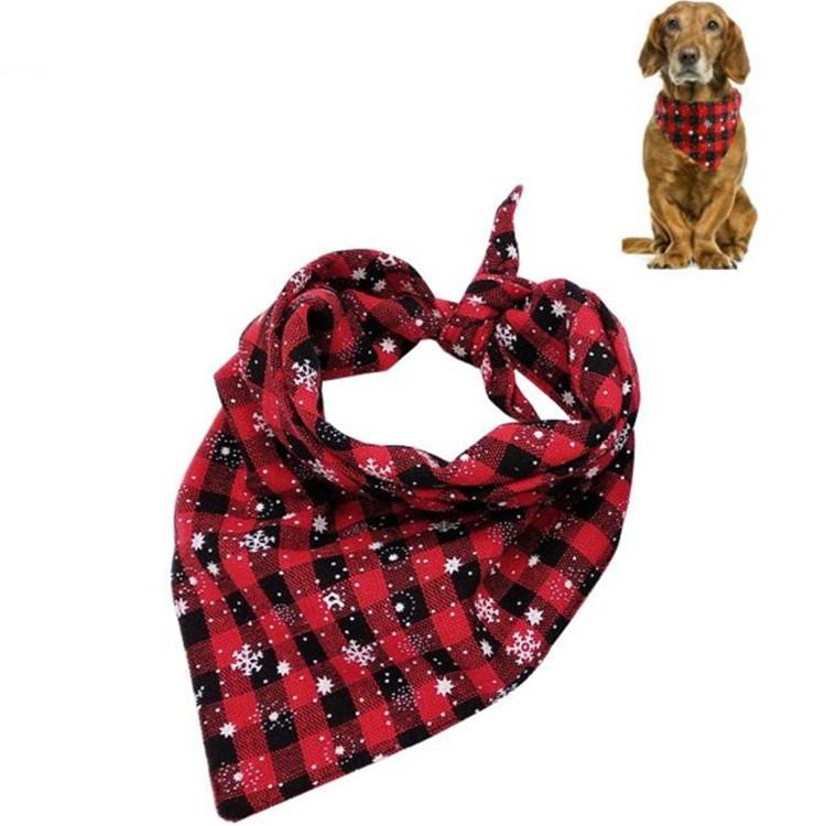 Pet Triangle Towel Christmas Snowflake Dog Saliva Towel - Size L - Blue