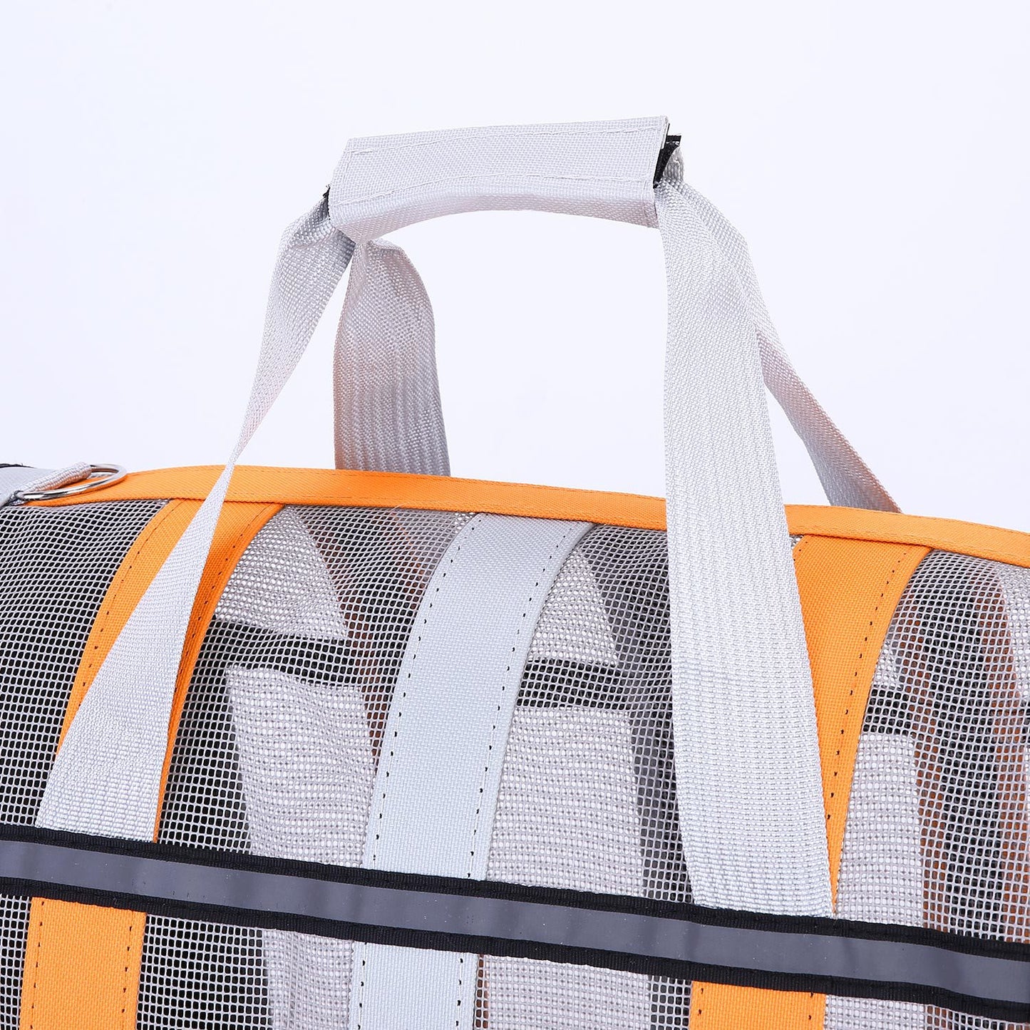Size L Orange And Grey Foldable Pet Carrier Bag - Lightweight, Breathable, and Spacious for All Seasons