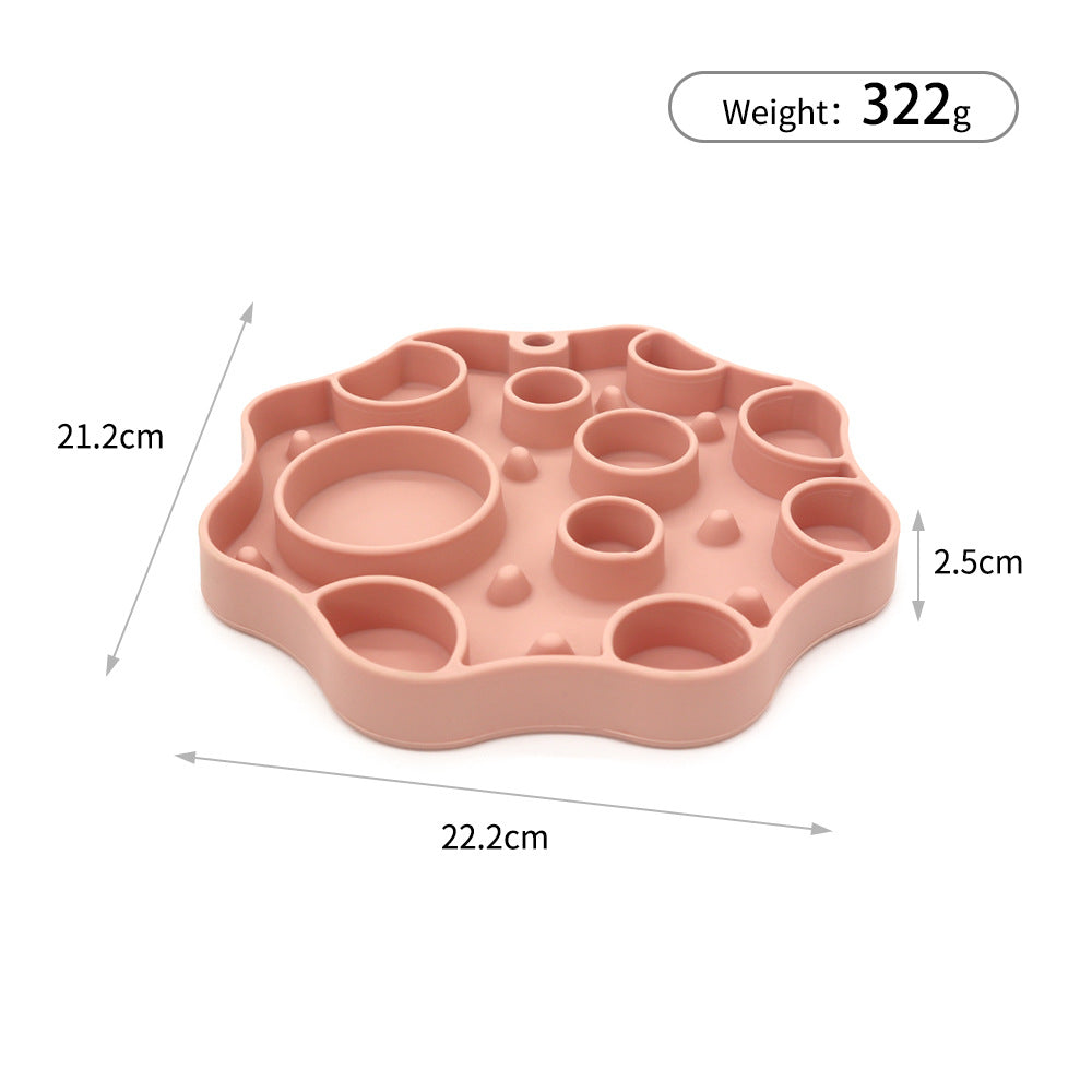 Silicone Dog Slow Feeder and Licking Mat - 2 in 1 Puzzle Bowl for Dog Slow Feeding(Dark yellow)