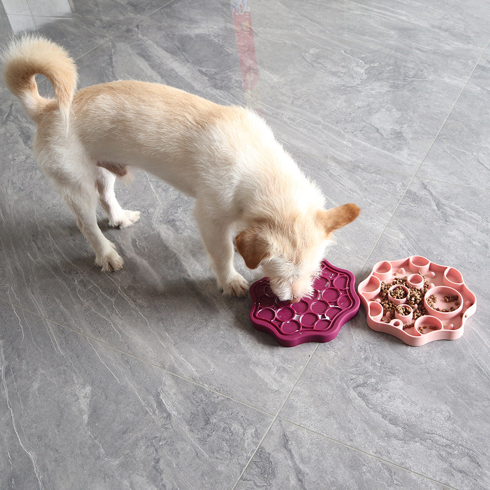 Silicone Dog Slow Feeder and Licking Mat - 2 in 1 Puzzle Bowl for Dog Slow Feeding(Dark yellow)