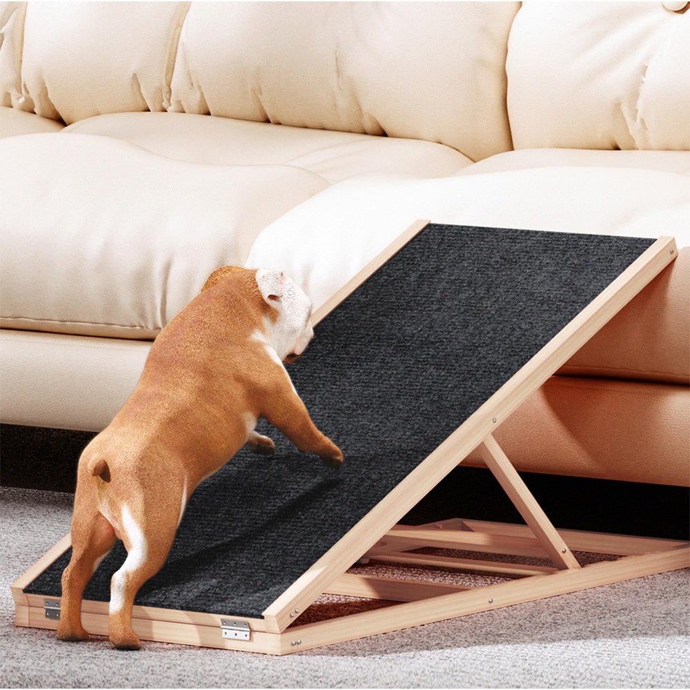 i.Pet - Adjustable Wooden Dog Ramp 100cm for Bed, Sofa, Car