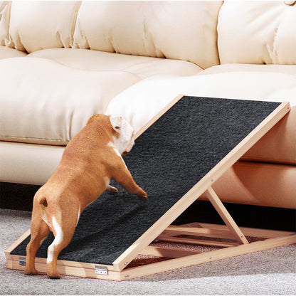 i.Pet - Adjustable Wooden Dog Ramp 100cm for Bed, Sofa, Car