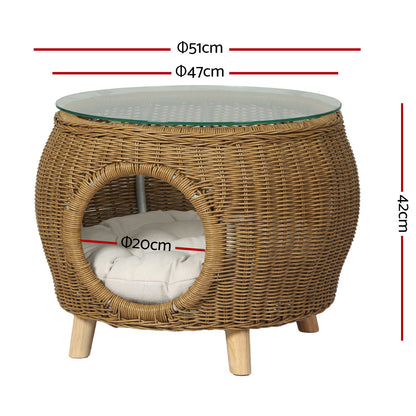 Gardeon 2-in-1 Wicker Coffee Table and Pet Bed