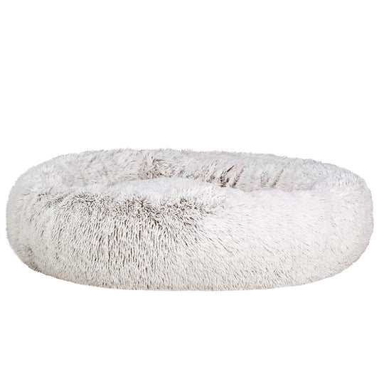 i.Pet - Extra Large Calming Pet Bed for Dogs & Cats, Soft Plush, 110cm - White and Brown