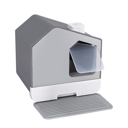 i.Pet - Enclosed Cat Litter Box with Hood, Scoop, and Mat - Grey